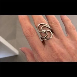 Silver tone statement ring